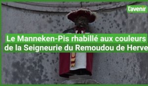 Manneken-Pis a été rhabillé aux couleurs de la Seigneurie du Remoudou de Herve
