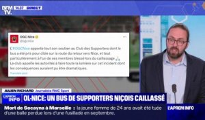 OL-Nice: un bus de supporters niçois touché par une pierre dans le Rhône, un blessé