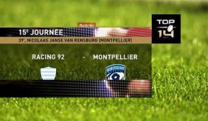 TOP 14 - Essai de Nicolaas JANSE VAN RENSBURG (MHR) - Racing 92 - Montpellier Hérault Rugby