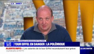 Tour Eiffel en mauvais état: "Il y a des zones entières qui n'ont pas été repeintes depuis 14 ans" affirme Stéphane Dieu (CGT Tour Eiffel)