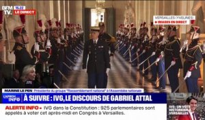 IVG dans la Constitution: "C'est un jour qu'Emmanuel Macron a organisé à sa propre gloire", déclare Marine Le Pen (RN)