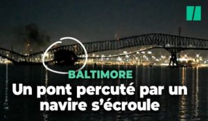 Baltimore : les images impressionnantes de l’effondrement d’un pont percuté par un navire