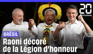 Brésil : Macron remet la Légion d'honneur au leader indigène Raoni