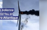 Loire-Atlantique: une éolienne prend feu après une avarie sur son moteur