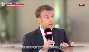 Emmanuel Macron à 100 jours des JO: "On met en place un périmètre de sécurité qui va être très large où on va cribler tous les gens qui rentrent et qui sortent"