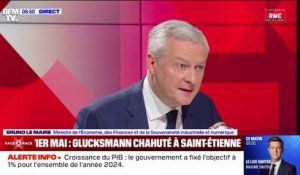 Bruno Le Maire: "C'est pathétique [...] Cette violence n'a pas sa place dans le débat public" à propos de Raphaël Glucksmann qui a été empêché de manifester le mercredi 1er-mai