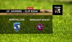 TOP 14 - Essai de Joey CARBERY (UBB) - Montpellier Hérault Rugby - Union Bordeaux-Bègles