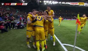 Le futur joueur de Chelsea de 17 ans Dastan Satpaev ouvre le score pour le Kazakhstan face à la Belgique - Foot - Qualif. Coupe du monde