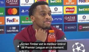 Arsenal - Jurrien Timber réagit aux compliments de Gary Neville et d’Eberechi Eze