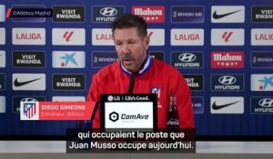 Atlético - Simeone très satisfait de l’interim de Musso durant l’absence d’Oblak