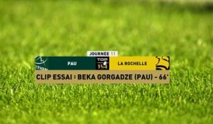 TOP 14 - Essai de Beka GORGADZE (SP) - Section Paloise - Stade Rochelais
