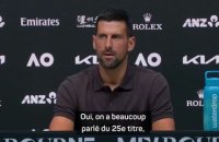 Open d'Australie - Djokovic : “J’espère le 25ème titre, mais 24 n’est pas un mauvais chiffre !”