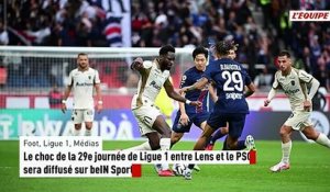 Le choc de la 29e journée de Ligue 1 entre Lens et le PSG sera diffusé sur beIN Sports - Foot - Ligue 1