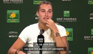 Indian Wells - Sabalenka sur les matches en cinq sets pour les femmes : "Super idée, faisons-le !"