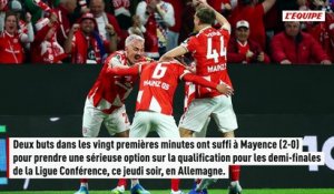 Dépassé par Mayence, Strasbourg est dos au mur et s'éloigne des demi-finales de la Ligue Conférence - Foot - Ligue Conférence