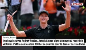 Jannik Sinner signe un nouveau record de victoires d'affilée en Masters 1000 et se qualifie pour le dernier carré à Rome - Tennis - Rome