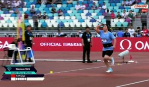 Yan Ziyi, jeune phénomène chinois du javelot, s'est approchée du record du record du monde - Athlé - Ligue de diamant - Xiamen