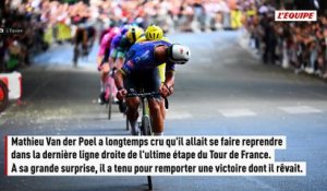 Mathieu Van der Poel après sa victoire sur les Champs- Élysées : « Je m'attendais à ce qu'ils me dépassent et ça n'arrivait pas » - Tour de France