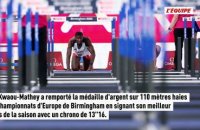 Just Kwaou-Mathey en argent sur 110 m haies - Athlé - Championnats d'Europe