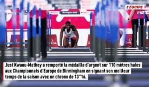 Just Kwaou-Mathey en argent sur 110 m haies - Athlé - Championnats d'Europe