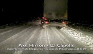 Routes bloquées à cause de la neige dans l'Aisne