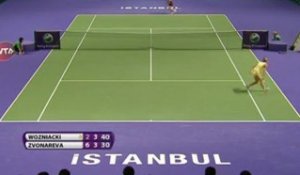 V. Zvonareva s'impose face à C. Wozniacki