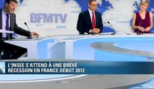 L’Insee s’attend à une brève récession en France début 2012