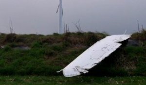 Widehem : les pales d'une éolienne pulvérisées par la tempête (Pas-de-Calais)