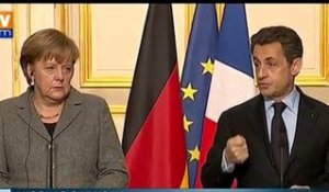 Conseil des ministres franco-allemand : "je soutiens Nicolas Sarkozy sur tous les plans" déclare Merkel