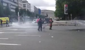 Les dégats de la manifestation de Bruxelles Propreté