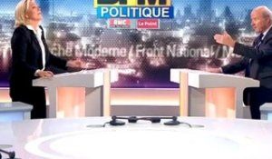 BFM Politique : l'interview de Marine Le Pen par Olivier Mazerolle