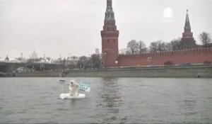 Un ours polaire devant le Kremlin pour défendre l'Arctique
