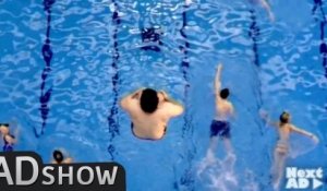 Fat guy makes huge splash in pool