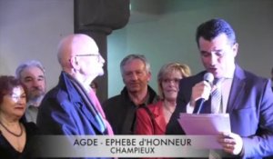 AGDE - 2014 - CHAMPIEUX recoit un  EPHEBE D'HONNEUR 2014 de la VILLE d'AGDE