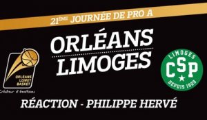 Réaction de Philippe Hervé - J21 - Orléans reçoit le CSP Limoges