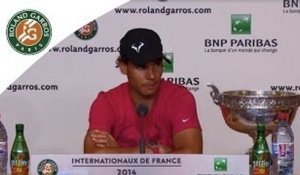Conférence de presse Rafael Nadal Roland Garros 2014 Finale