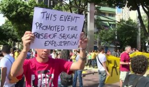 Petite manifestation anti-Coupe du Monde à Belo Horizonte