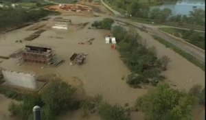 Vue aérienne des inondations dans le Gard