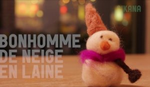 Feutrage : Bonhomme de neige fabriqué en laine (Noël)