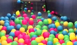 Balls + escalator = fun