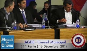 AGDE - 2014 - ( 1 ) CONSEIL MUNICIPAL 16 DECEMBRE 2014