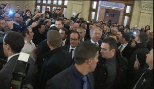 L'arrivée de Hollande et Netanyahu à la grande synagogue