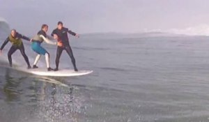 Du surf en tridem à Hossegor