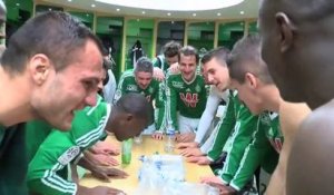 La joie des Verts après ASSE - Lorient (2-0)