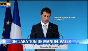 Manuel Valls: le score du FN est un "bouleversement du paysage politique"