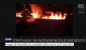 États-Unis : un gigantesque incendie paralyse une route du Wisconsin