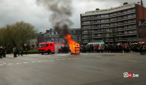Action des pompiers à Mons