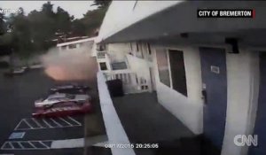 Explosion d'un motel en amérique filmé par les caméras de surveillance