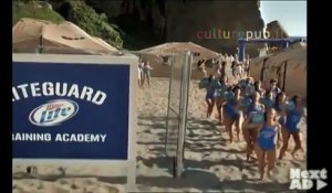 Sexy lifeguard babes training on the beach