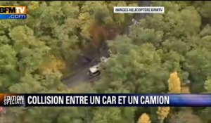 Images de l'hélicoptère BFMTV du lieu de la collision à Puisseguin
